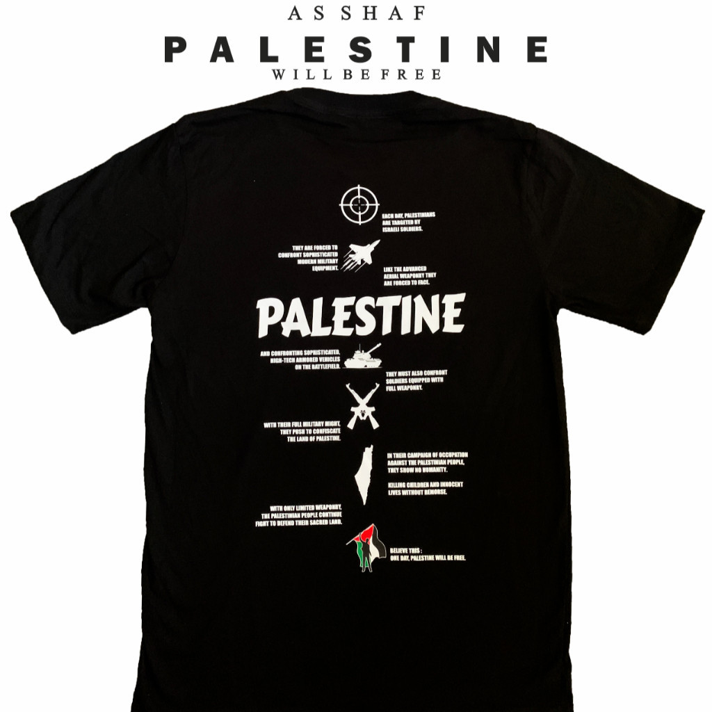 Kaos Pria Muslim Keren – Kaos Palestina Asshaf | T-Shirt Dakwah Islami Kekinian