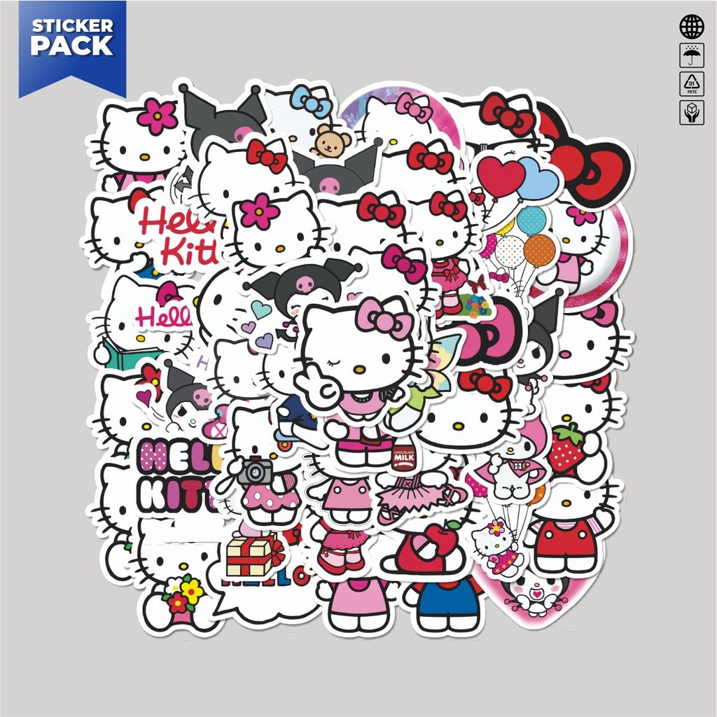 

[100PCS]Stiker Pack Stiker Kartun Hello Kitty V6 Aesthetic Vinyl Anti Air Dekorasi Sticker Laptop Buku Journal Koper Helm Casing HP Gitar Helm Skateboard