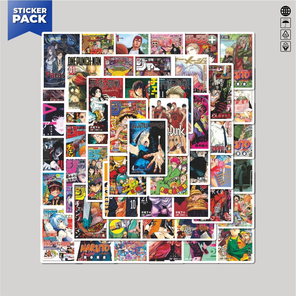 

[100PCS]Stiker Pack Stiker Shōnen Manga Series Aesthetic Vinyl Anti Air Dekorasi Sticker Laptop Buku Journal Koper Helm Casing HP Gitar Helm Skateboard