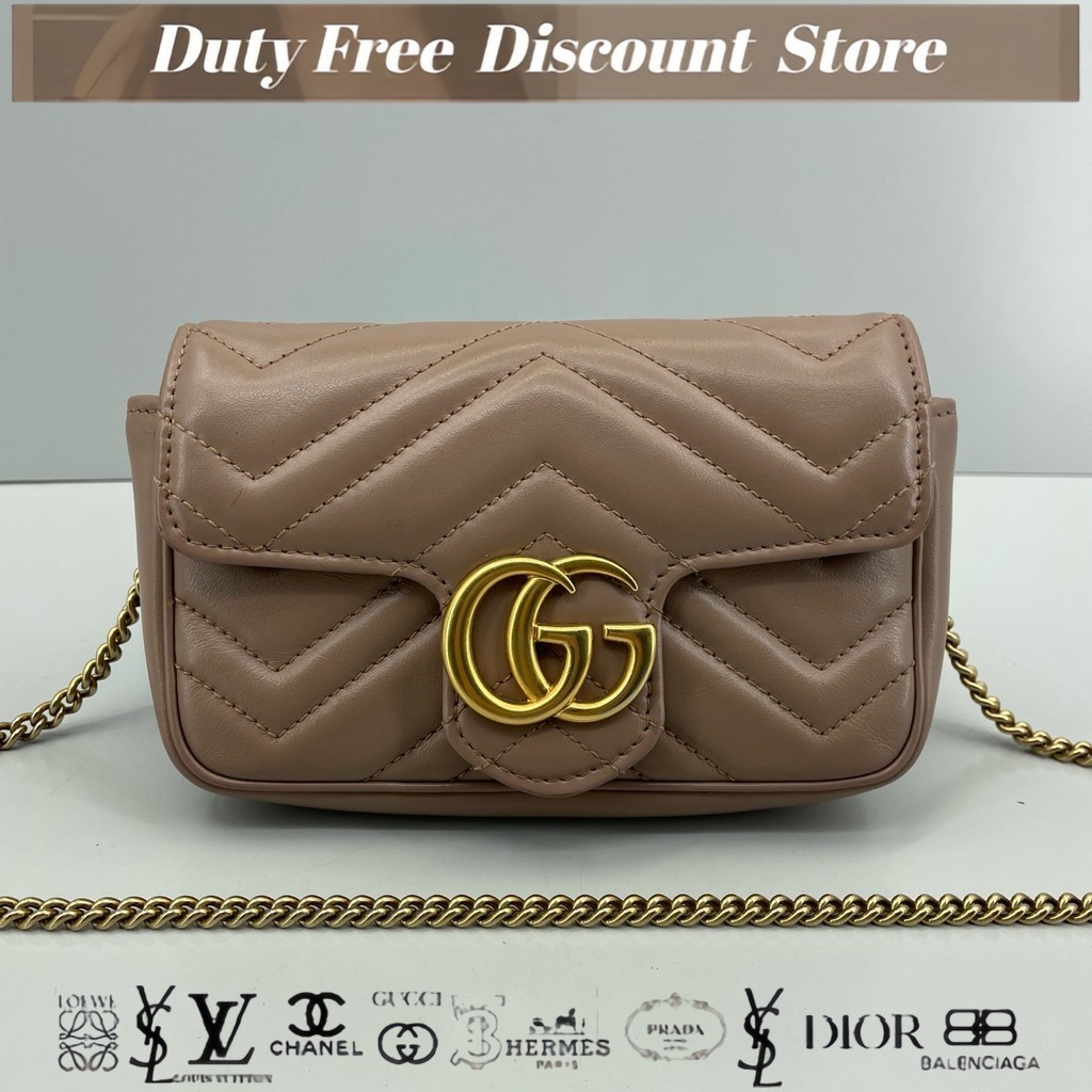 (476433) GUCCI GG Marmont Tas Bahu Miring / Tas Rantai / Tas Bahu 16x10x5 Garansi Dua Tahun Asli