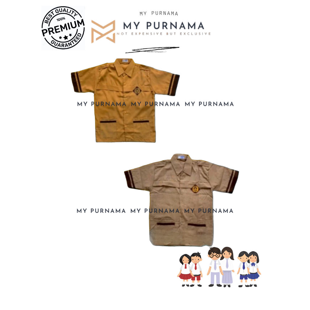

TERBARU Baju Pramuka SIAGA Lengan PENDEK Kemeja Seragam Sekolah SD Coklat Kuning dan Coklat Susu- Seragam Sekolah - My Purnama