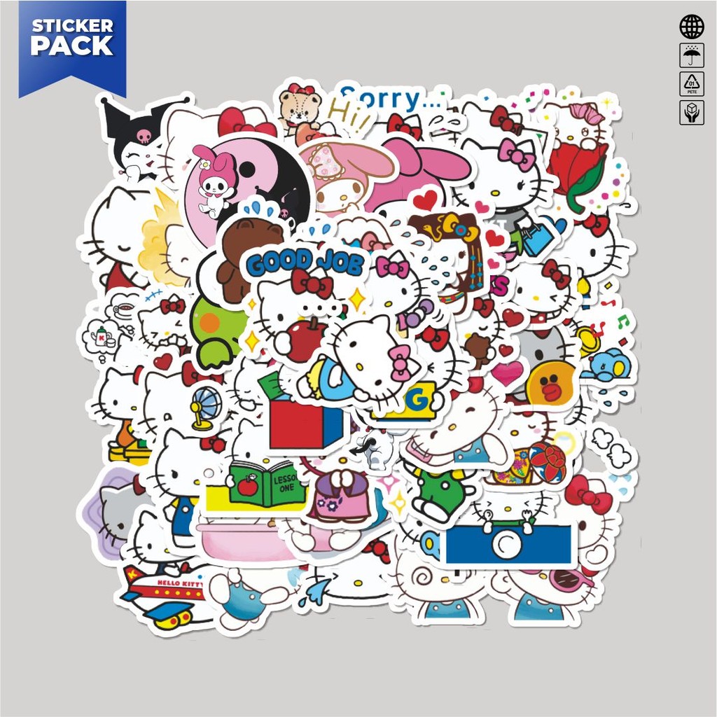 

[100PCS]Stiker Pack Stiker Kartun Hello Kitty V9 Aesthetic Vinyl Anti Air Dekorasi Sticker Laptop Buku Journal Koper Helm Casing HP Gitar Helm Skateboard