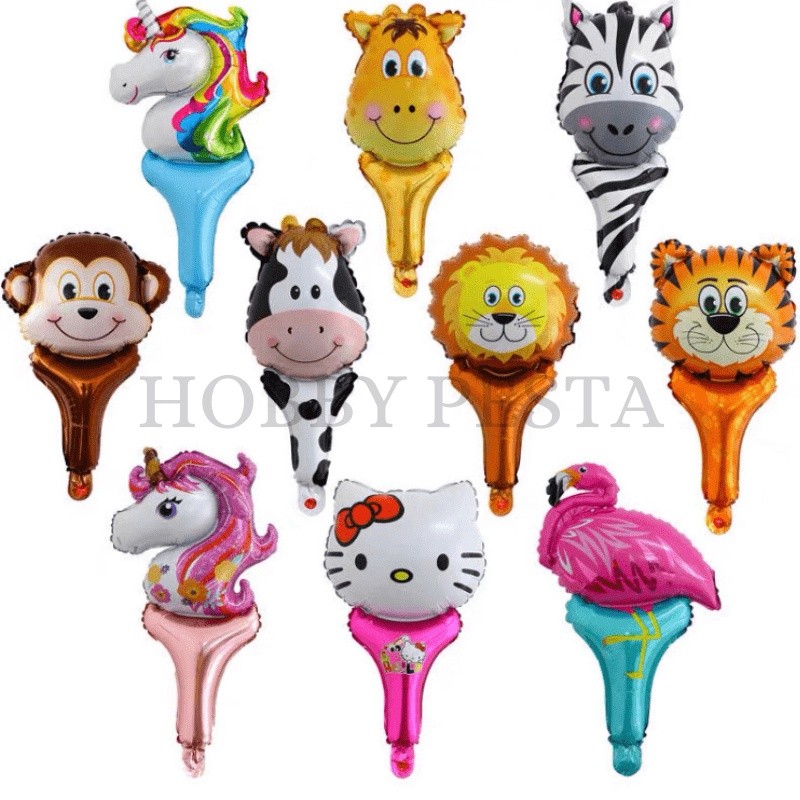 BALON PENTUNGAN PENDEK KARAKTER / BALON FOIL KARAKTER PENTUNGAN / BALON TONGKAT KARAKTER