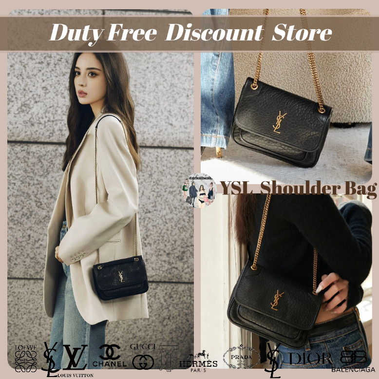 SAINT LAURENT NIKI MINI Tas Bahu Lambskin Dengan Tali Rantai YSL BAG Wanita Crossbody Bag Dengan Tal