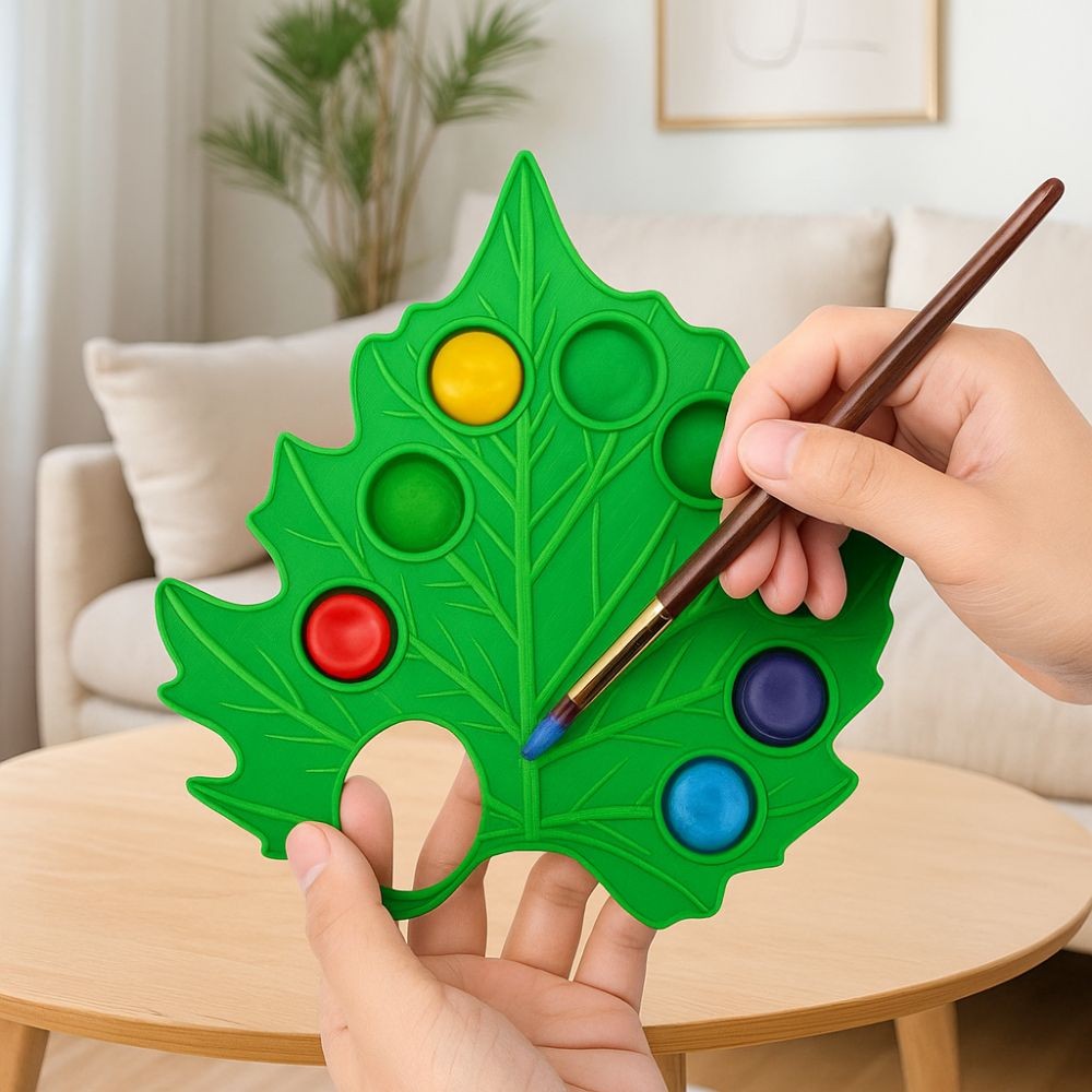 

Portable Green Leaf Watercolor Palette Plant Shape Removable Mixing Tray Reusable Paint Palette Travel Kit