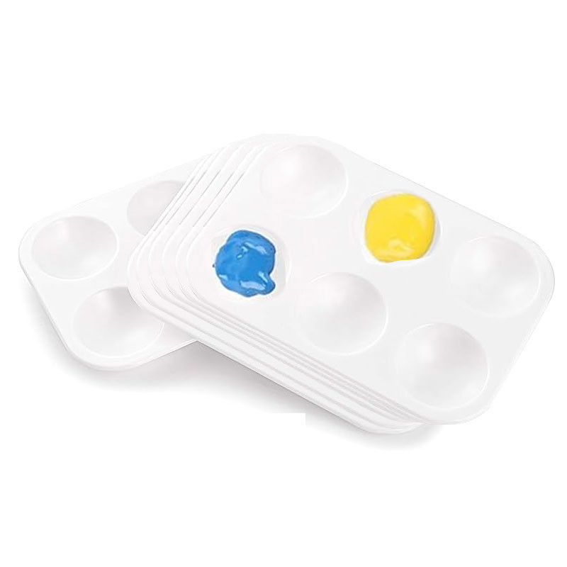 

2/8/15/20/50/100 white plastic 6-grid watercolor rectangular canvas palette for painting parties, DIY art painting
