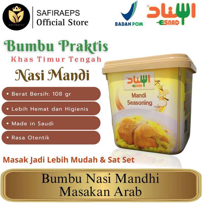 

Bumbu Esnad Masakan Arab Nasi Mandhi Nasi Mandi Asli Saudi Sudah BPOM Halal 108 gr - Esnad Mandi Seasoning