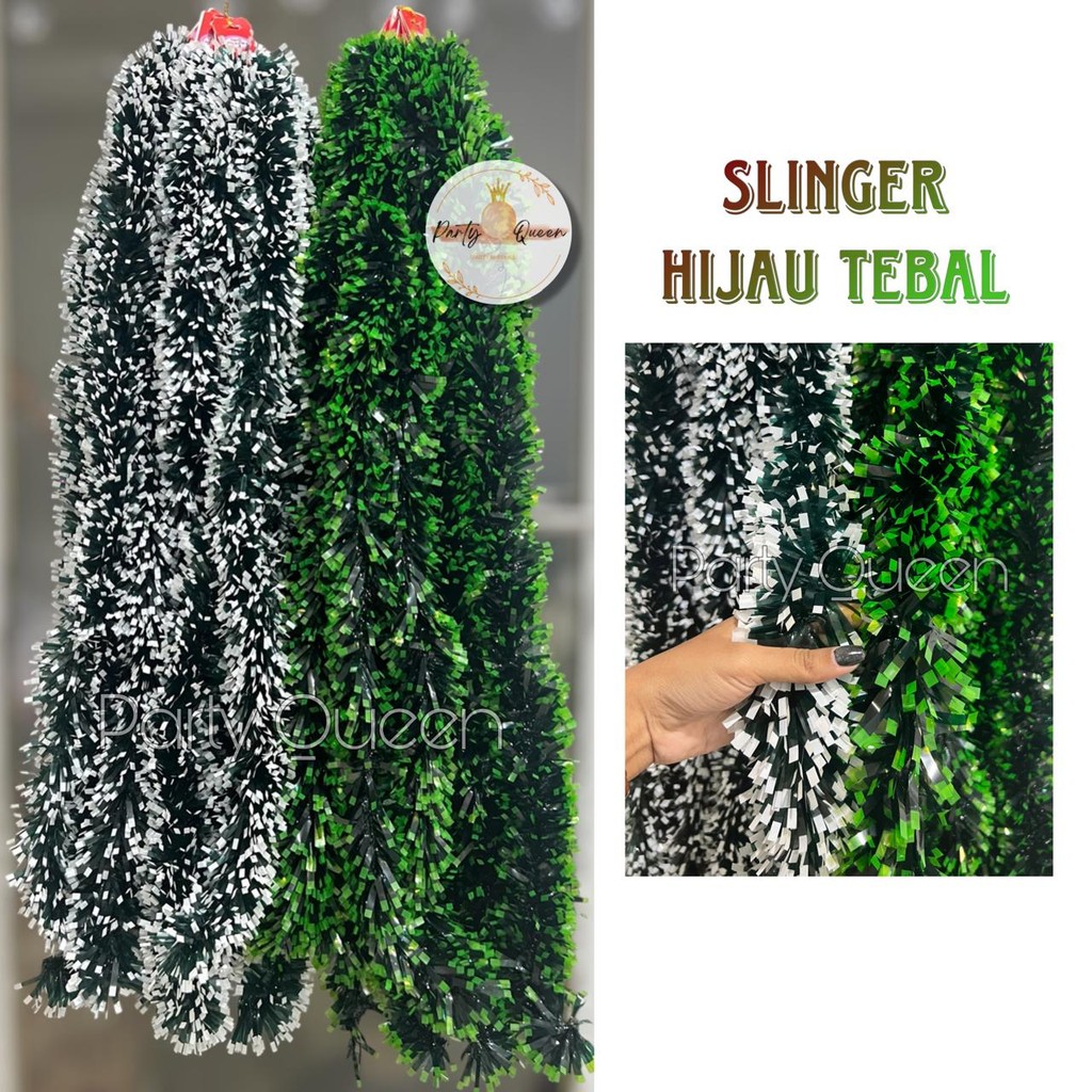 Slinger Tinsel Xmas / Hiasan Pohon Natal / Slinger Hijau Tebal