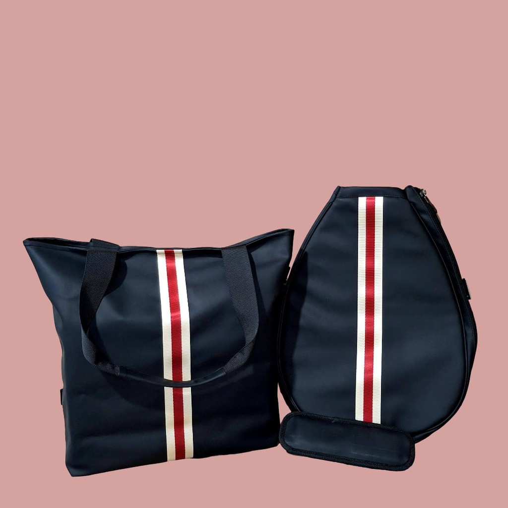 Tote Bag + Tas Raket Padel Racket Premium Warna Hitam Putih