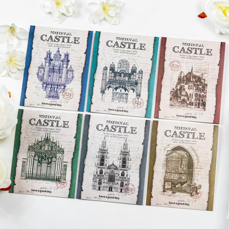 

Yoofun 10pcs/lot Memo Pads Material Paper Medieval Castle Journal Scrapbooking Paper Card Planner Background Decoration Paper