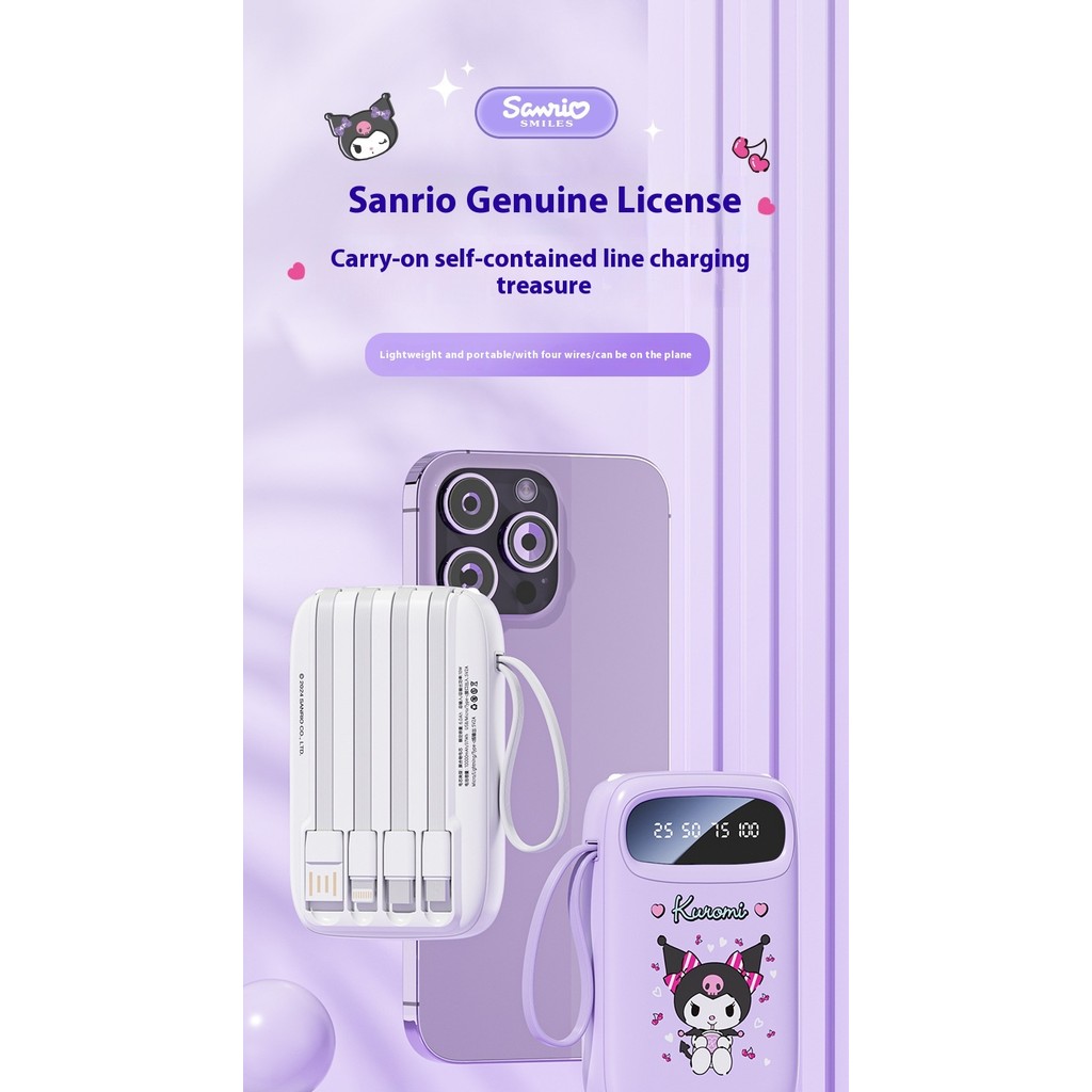 Miniso Power Bank 10000mah Fast Charging Large Capacity Built In Cable Ultrathin Portable Illuminabl