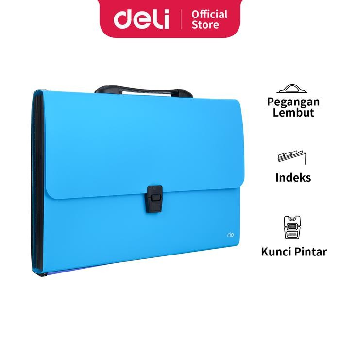 

Deli EB40402 Expanding File-Rio Buckled w/handle FC 13P 3C - Biru