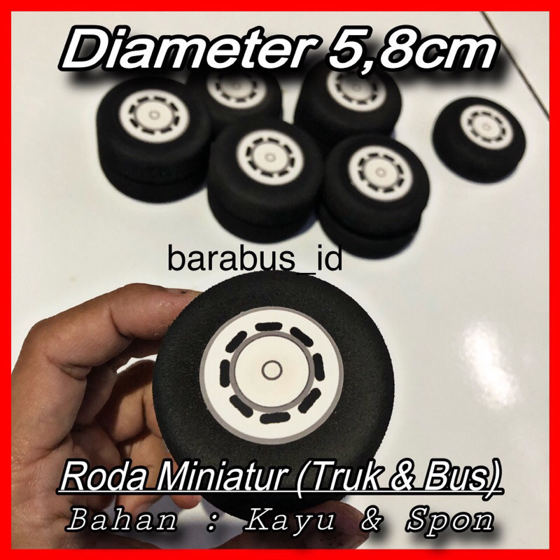Roda Miniatur Truk Bus Diameter 5,8cm / 6cm 1Set Isi 4 Buah Roda By HL Store