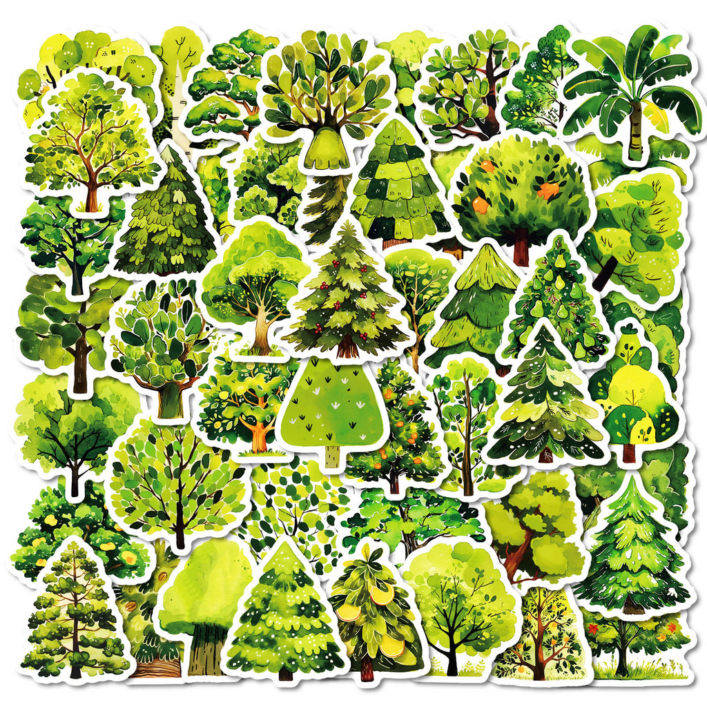 

10/25/50pcs Green Forests Stickers Jungle Woods Decals for DIY Waterproof Scrapbook Stationery Travel Luggage Laptop Phone