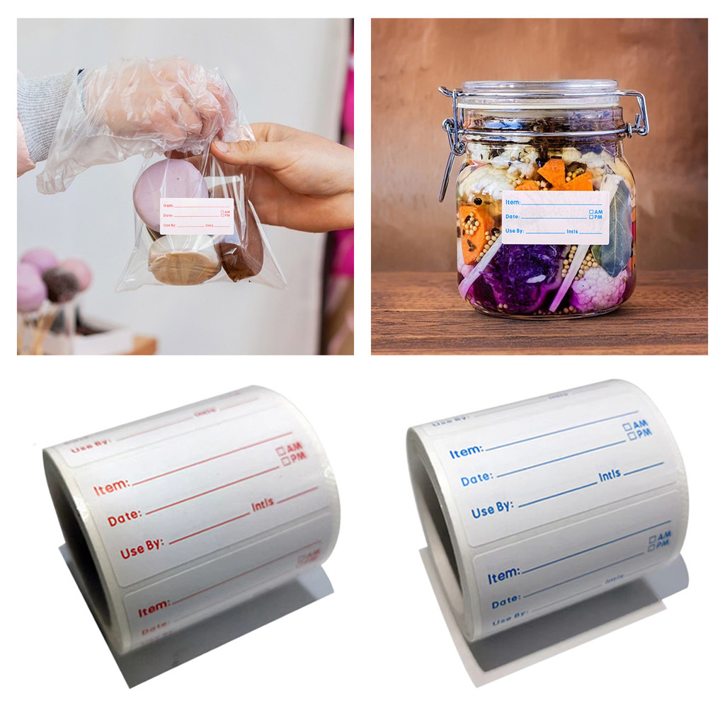 

label makanan / label stiker - 5*2.5cm/500PCS (biru/merah) untuk tetap pada permukaan apa pun dan mengelupas dengan bersih