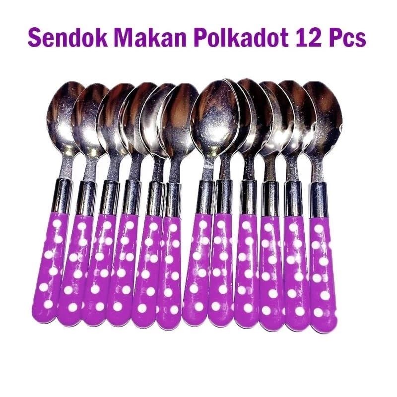 Sendok makan polkadot 12 pcs/ garpu makan polkadot 12 pcs