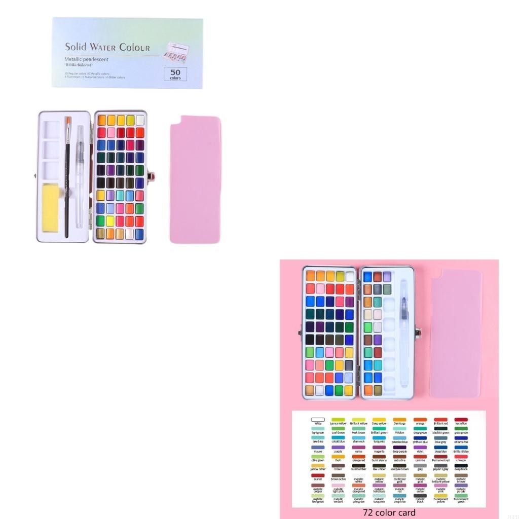 

50/72/90/100 Colors Watercolor Paint for Artists Glittering Solid Watercolor Paint Set Easy to Use Pearlescent Pigment