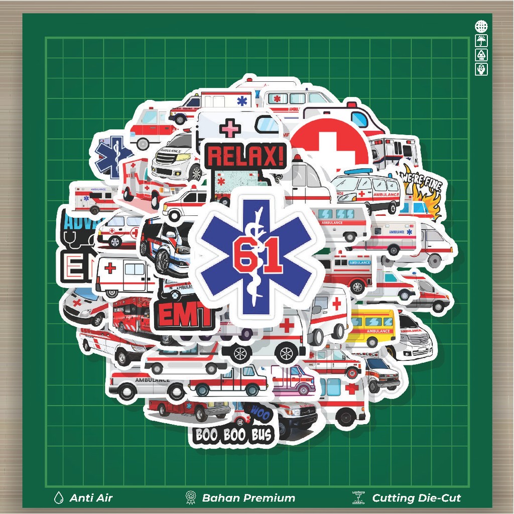 

HOT 50 PCS STIKER Stiker Ambulance Stiker Fashion Cars Decal Dingin Kartu Album Custom Vinyl Anti Air- Sticker Aesthetic Buku Journal Koper Casing HP Tablet Laptop Helm Motor Botol Minum