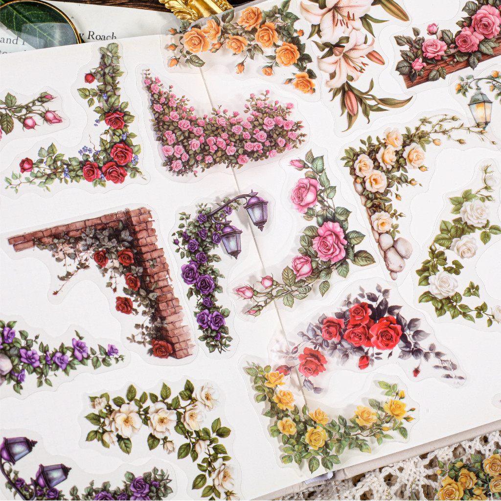 

30 Pcs Flowers Corner Stickers PET sticker package DIY diary decoration sticker album scrapbooking Junk Journal