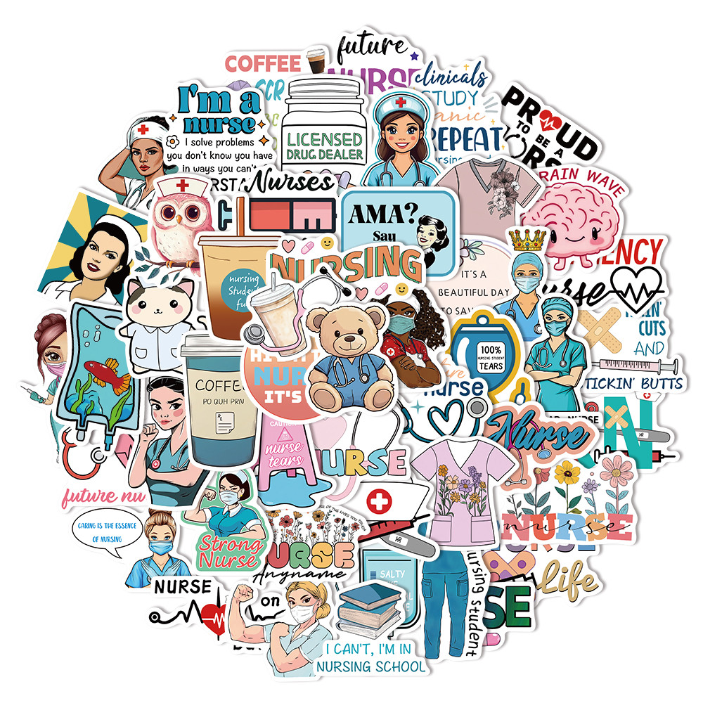 

50PCS Cartoon Battlefield Nurse White Angel Various Forms Stickers Notebook Phone Case Computer Waterproof Stickers