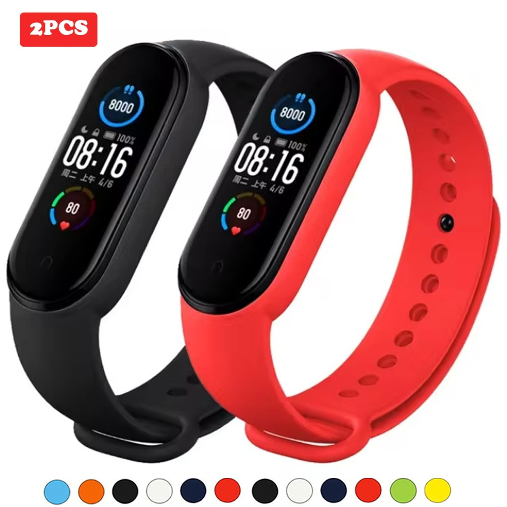 2PCS Watch Strap For Xiaomi Mi Band 7 6 5 4 3 Wristband Silicone Bracelet Wrist Straps MiBand 3/4 ba