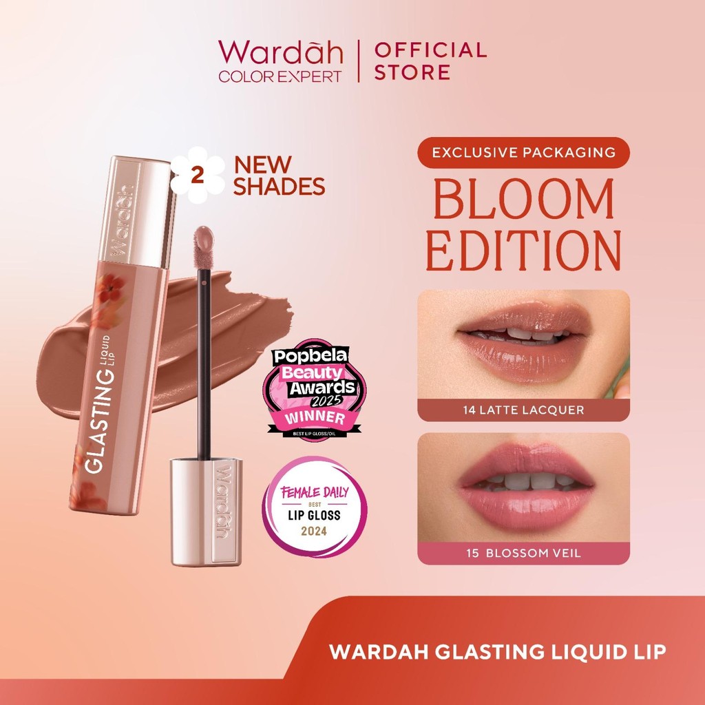 WARDAH Glasting Liquid Lip Cream Stain Lipgloss Lipstik Glossy Lip Longlasting Waterproof Glaze Lip