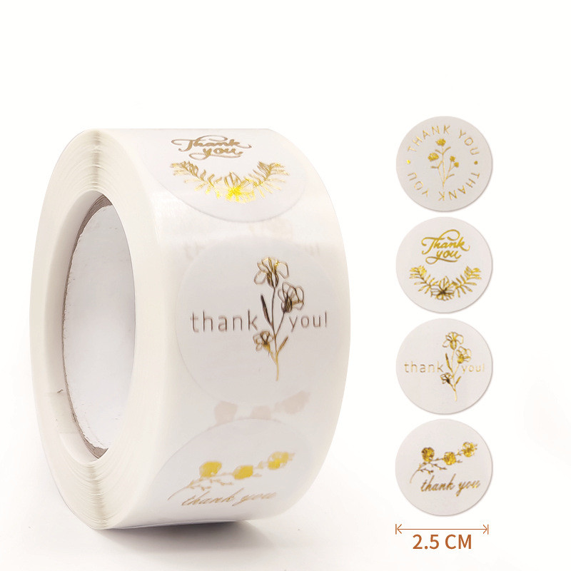 

100-500Pcs Gold Foil Thank You Stickers for Gift Card Box Package Party Wrapping Decorate Baking Food Small Business 1Inch/2.5CM