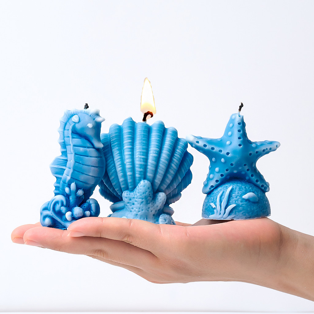 

3D Starfish Shell Seahorse Mold DIY Handmade Soap Scented Candle Ornaments Crafts Silicone Mould Gypsum Drop Glue Desktop Decor