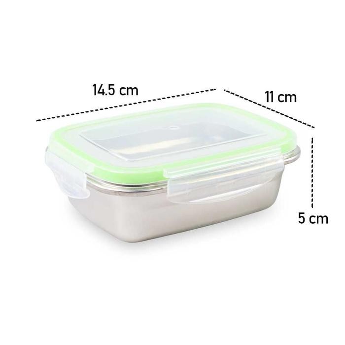 [New Collection] Kotak Makan Stainless Steel Anti Tumpah Lunch Box Metode Lock N Lock - 350ml