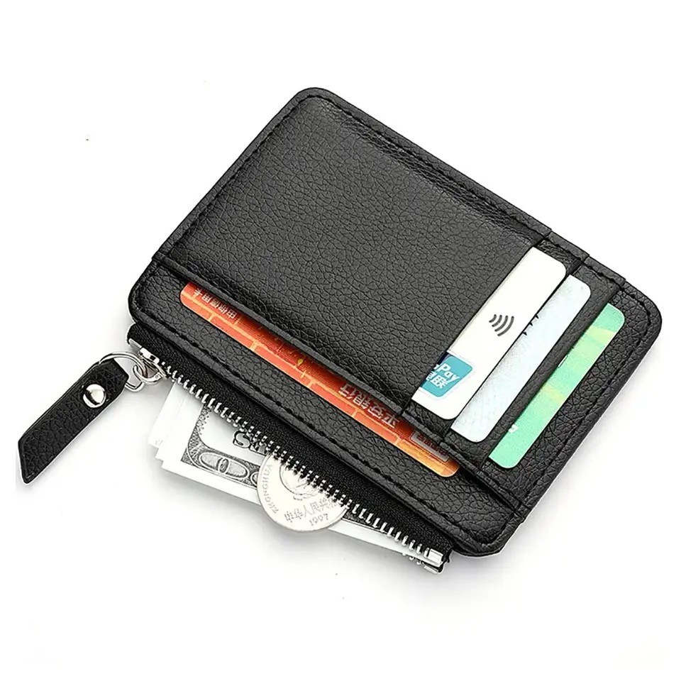

Mini Credit Card Wallet Id Card Holder Men's Small Wallet Thin Sleeve Zipper Short Coin Wallet