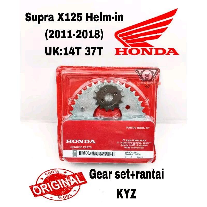 GEAR SET + RANTAI KYZ HONDA SUPRA X 125 FI REVO KHARISMA SUPRA X 125 HELM-IN original Asli Motor Mot