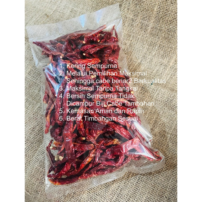

Paket Cabe Keriting Merah Kering 1KG Tanpa Tangkai (A)