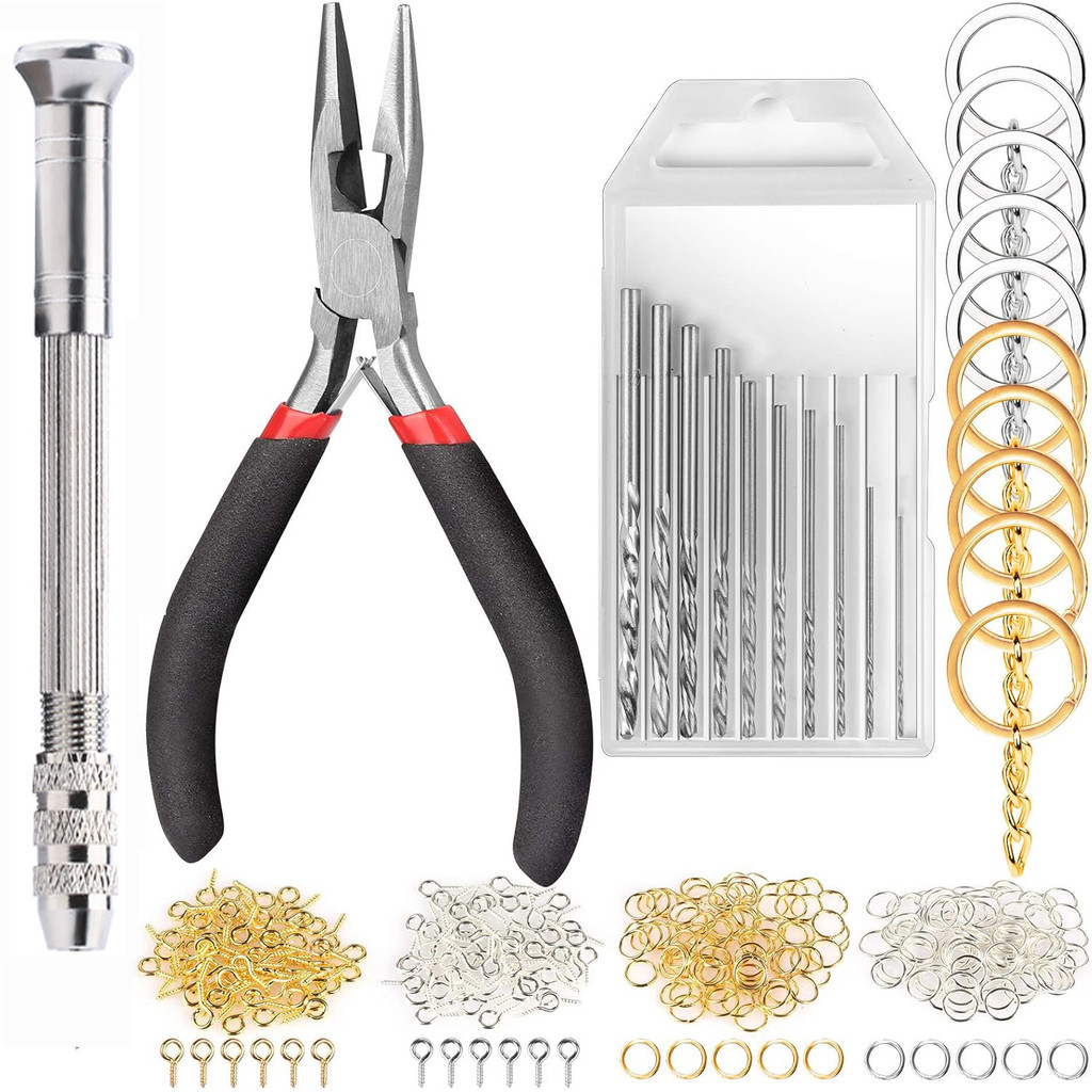 

Jewelry Making Supplies Kit with Keychain Kit,Jewelry Pliers,Mini Hand Resin Drill Pin and Jewelry Findings for Jewelry Repair