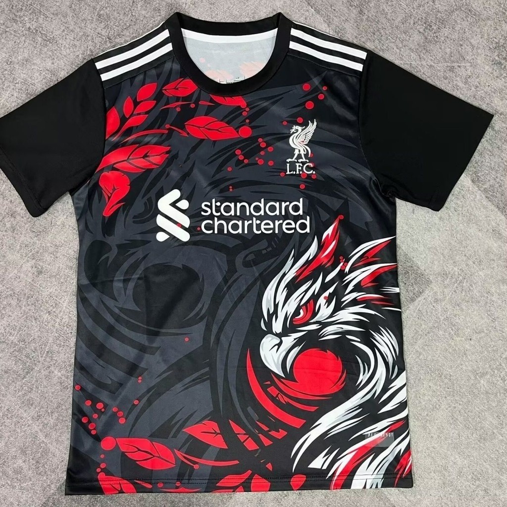 Jersey Liverpool Baru Cetak 3D Latihan Sepak Bola Lengan Pendek Pola Naga Real Madrid Cetakan Olahra