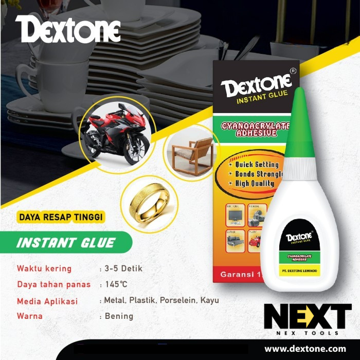 

DEXTONE LEM INSTANT 15 GRAM – LEM SERBAGUNA KUAT & CEPAT KERING | NEXTOOLS