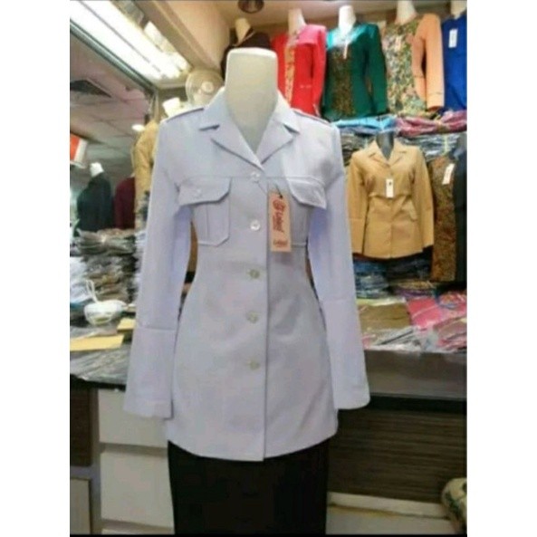 Seragam Lolani Putih / Seragam Dinas Putih Kantong Dada / Baju Pemda Putih Wanita / Baju PPPK / Atas