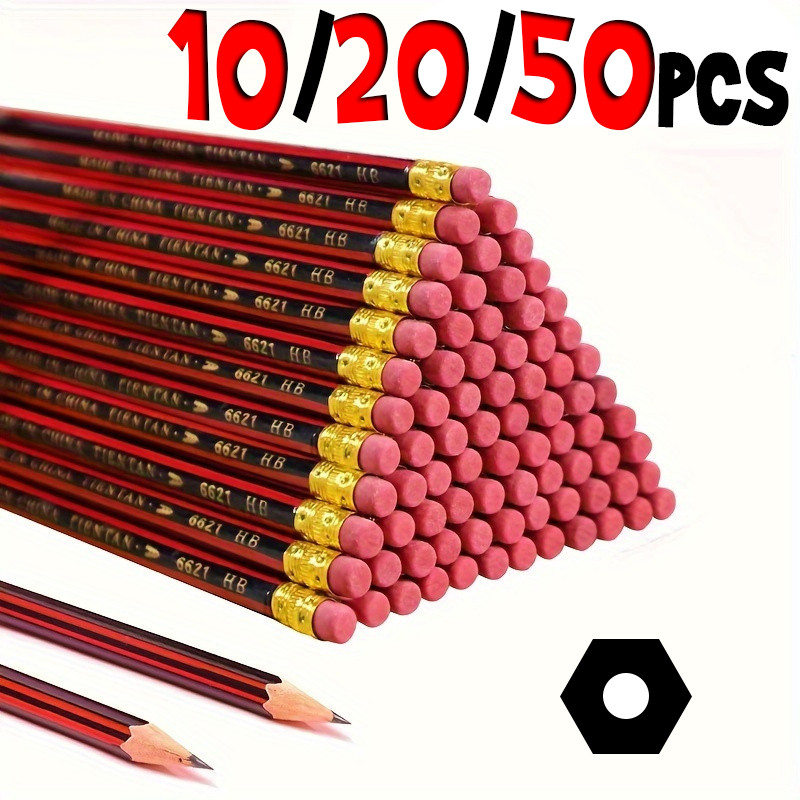 

10/20/50Pcs HB Wooden Pencils With Erasers Barrels For Writing Drawing And Sketching Ideal For Students And Office Supplies