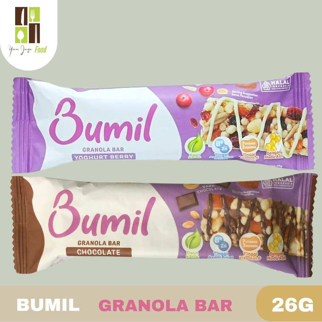 

Bumil Granola Bar 26g - 1PCS / Granola Bar Rasa Yoghurt Bar / Rasa Chocolate / Snack Ibu Hamil / Cemilan Ibu Hamil / Granova