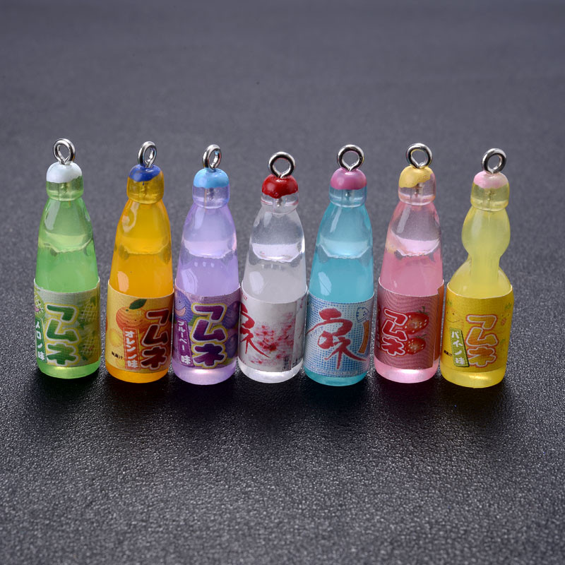 

10Pcs Plastic Pop Cola Soda Drinks Beverages Charms Juice Alcohol Lemonade Bottle Resin Pendants for Jewelry Making Mini Crafts