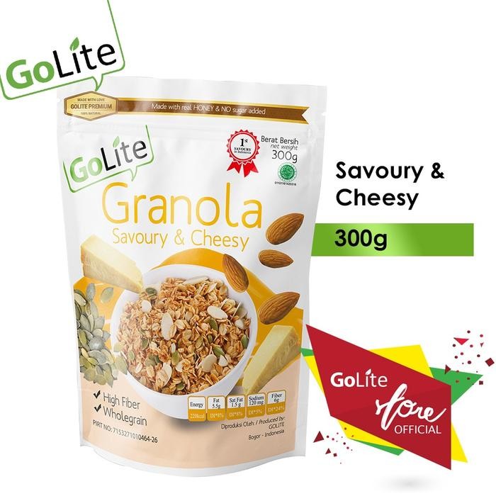 

GoLite Granola Premium Savoury Cheesy 300g dan 100g Toasted Muesli Sarapan Sehat Alami Tanpa Pengawet Parmesan Rolled Oat - 300g
