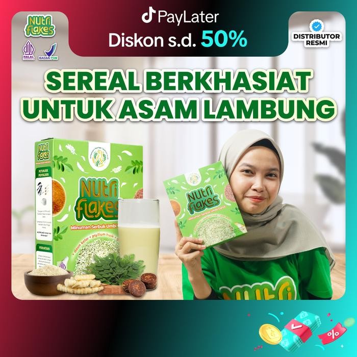 

Nutriflakes Sereal Umbi Garut Bantu Redakan Asam Lambung Original 1 Box Isi 280g