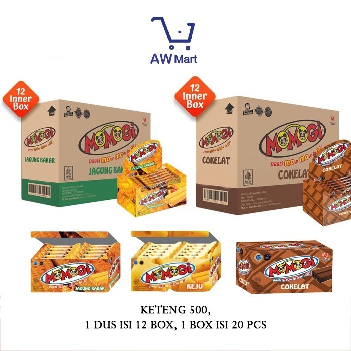 

1 DUS MOMOGI ECER RP 500 ISI (12 BOX X 20 BUNGKUS X 5 GRAM ) JAGUNG BAKAR, COKELAT, KEJU - WAFER MOMOGI ECER RP.500 ALL VARIAN