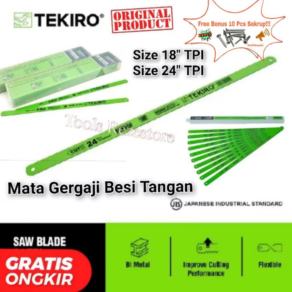 TEKIRO MATA GERGAJI BESI TANGAN 12 INCH ORIGINAL 18 TPI 24 TPI TOOLS ALAT PERKAKAS HACKSAW gergaji t