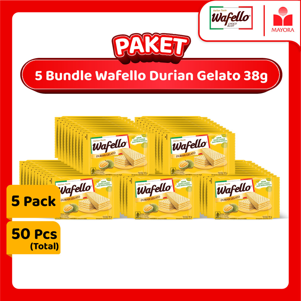 

Paket 5 Bundle Wafer Wafello Durian Gelato 38 Gram