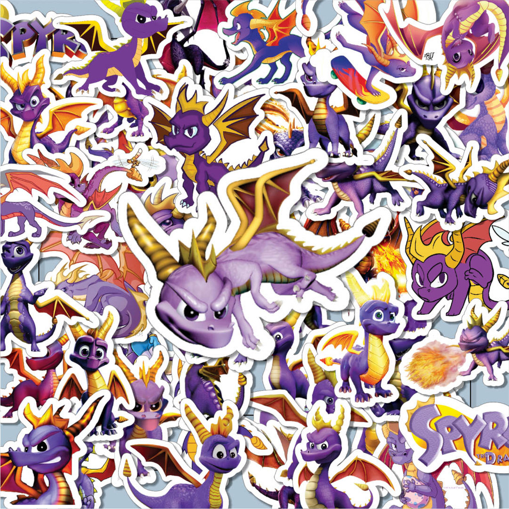 

100PCS Lucu Stiker Video Game Series Spyro the Dragon Stiker Aesthetic Stiker Anti Air Stikers Berperekat Waterproof sticker decal buat Motor Helm Buku Journal Koper Casing HP Laptop Botol Minum Hadiah anak