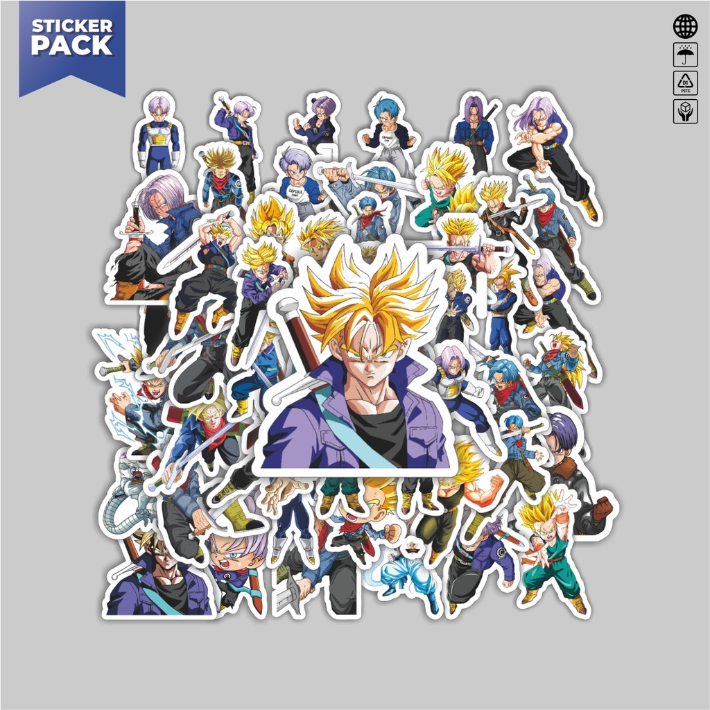 

[100PCS]Stiker Pack Stiker Anime Series Dragon Ball Character TRUNKSAesthetic Vinyl Anti Air Dekorasi Sticker Laptop Buku Journal Koper Helm Casing HP Gitar Helm Skateboard