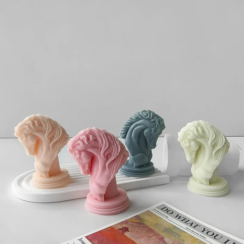 

3D Horse Head Silicone Candle Mold Vintage DIY Animal Plaster Mould Home Decoration Home Art Crafts Making Mould