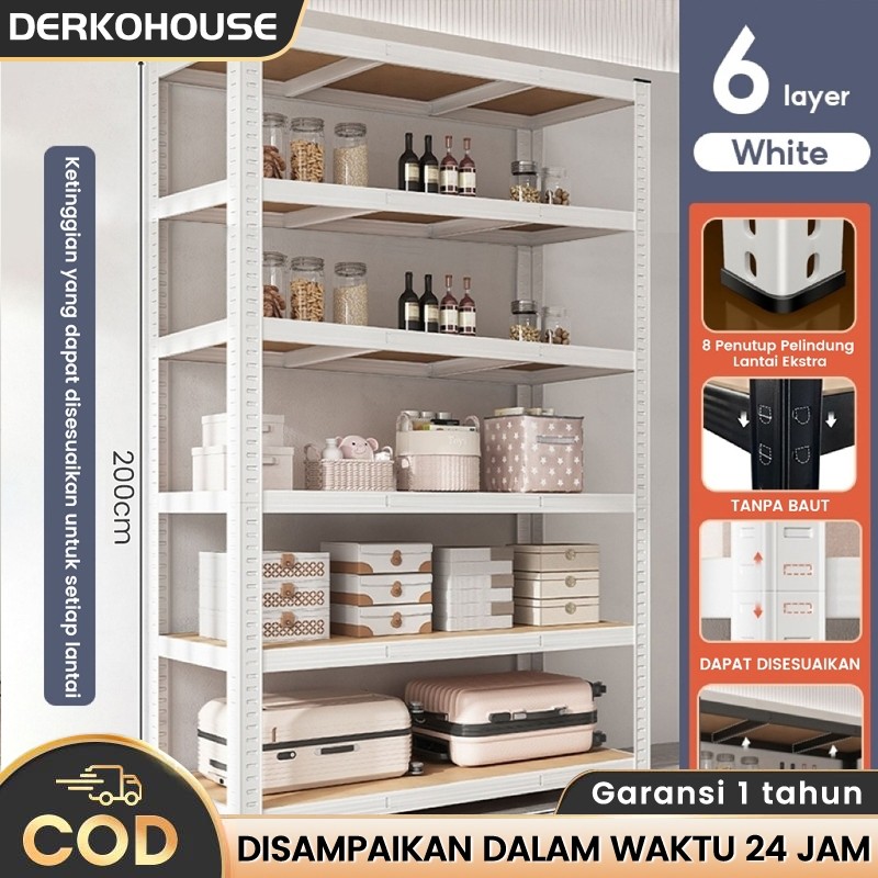 

DERKOHOUSE Rak Besi Rak penyimpanan 5 tingkat / 5 susun Rak gudang Serbaguna Rak/ lemari dapur serbaguna