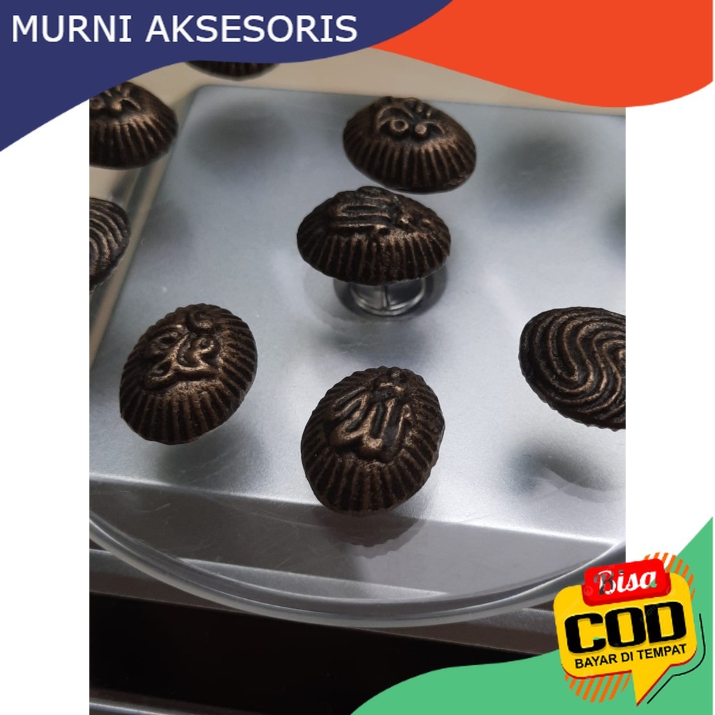 Murni Aksesoris. Batu Kuningan dengan Lafadz Allah & Nabi Muhammad bentuk sidik jari bahan Kuningan 