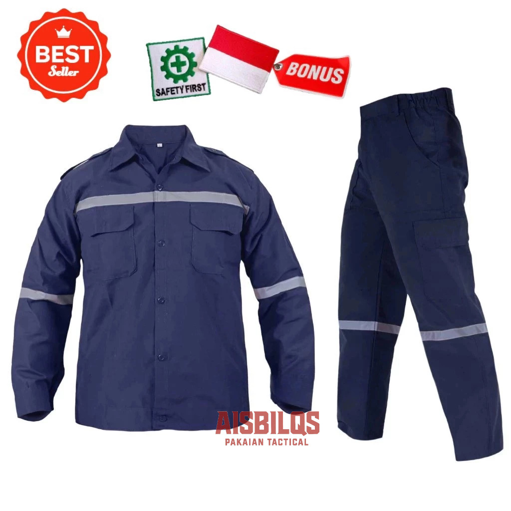 Baju Setelan Wearpack Safety Setelan Katelpak Baju dan celana Seragam Kerja Proyek Terlengkap Murah